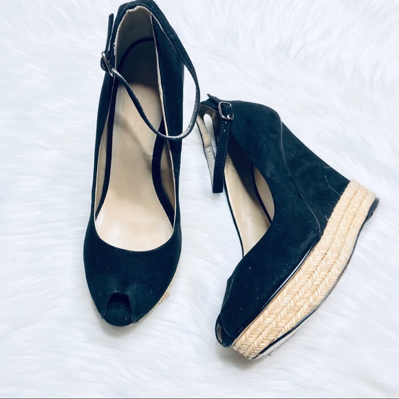 Zara Shoes - Zara Open Toe Platform Wedge Mary Jane Sz 9 Black